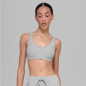 Alo Yoga Alosoft Center Stage Bra Heather Grey Medium Athletic Sports Bra